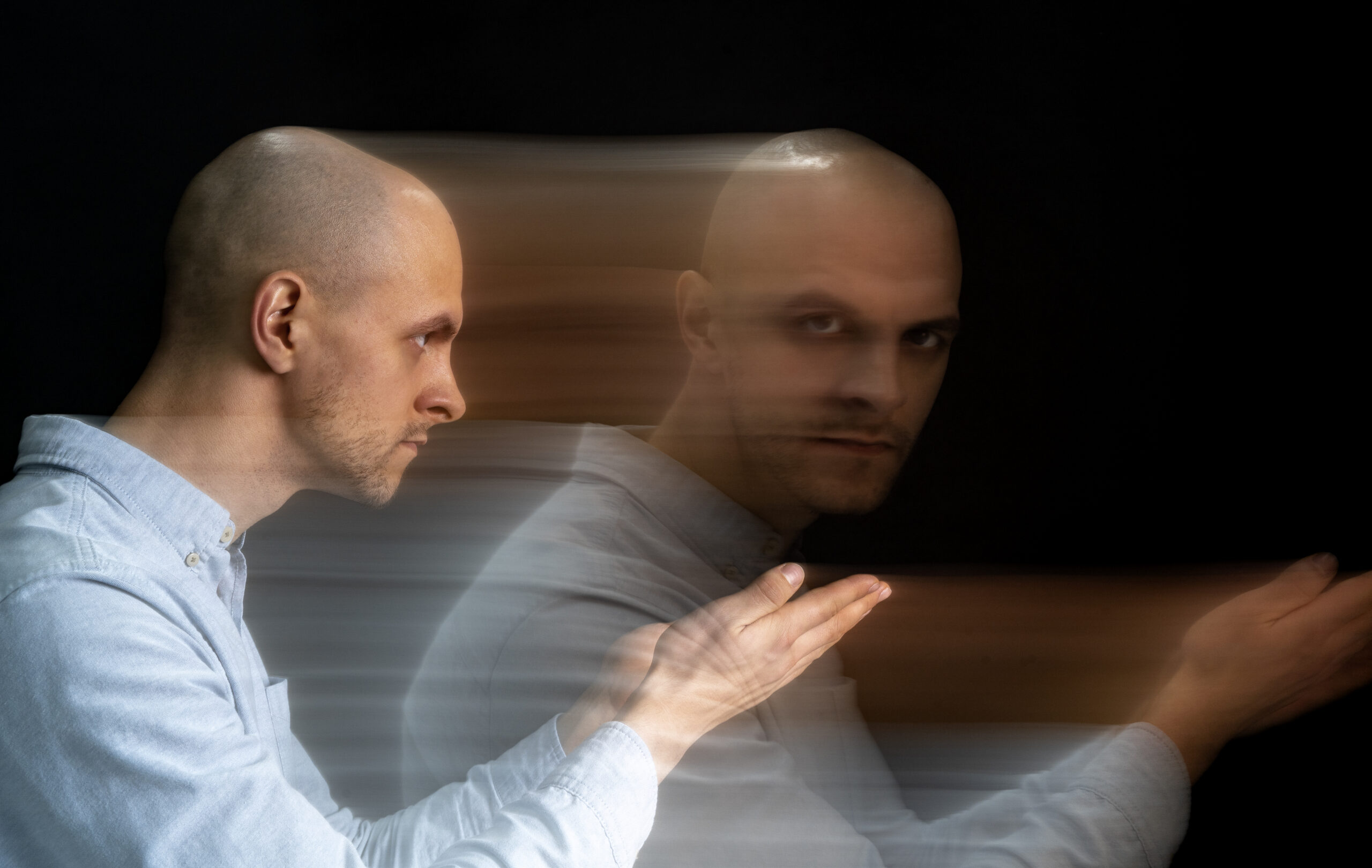 portrait man suffering from schizophrenia