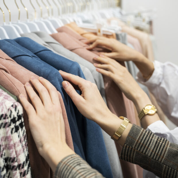 feche as maos tocando as roupas