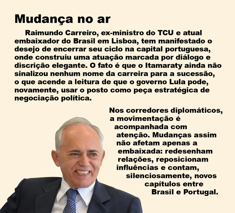 raimundo carreiro, ex ministro do tcu e atual embaixador do brasil em lisboa
