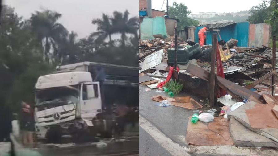 Caminhão desgovernado derruba duas casas após acidente em Belo Horizonte