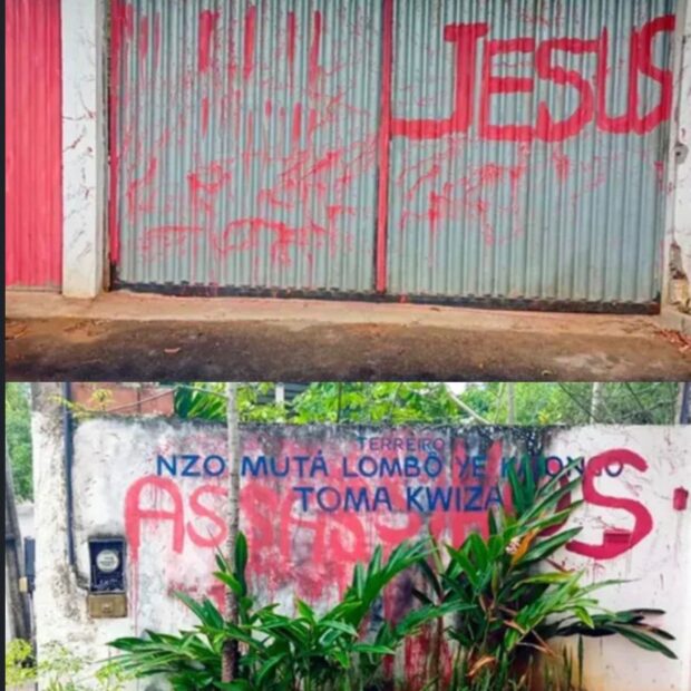 Pichações em terreiro de candomblé