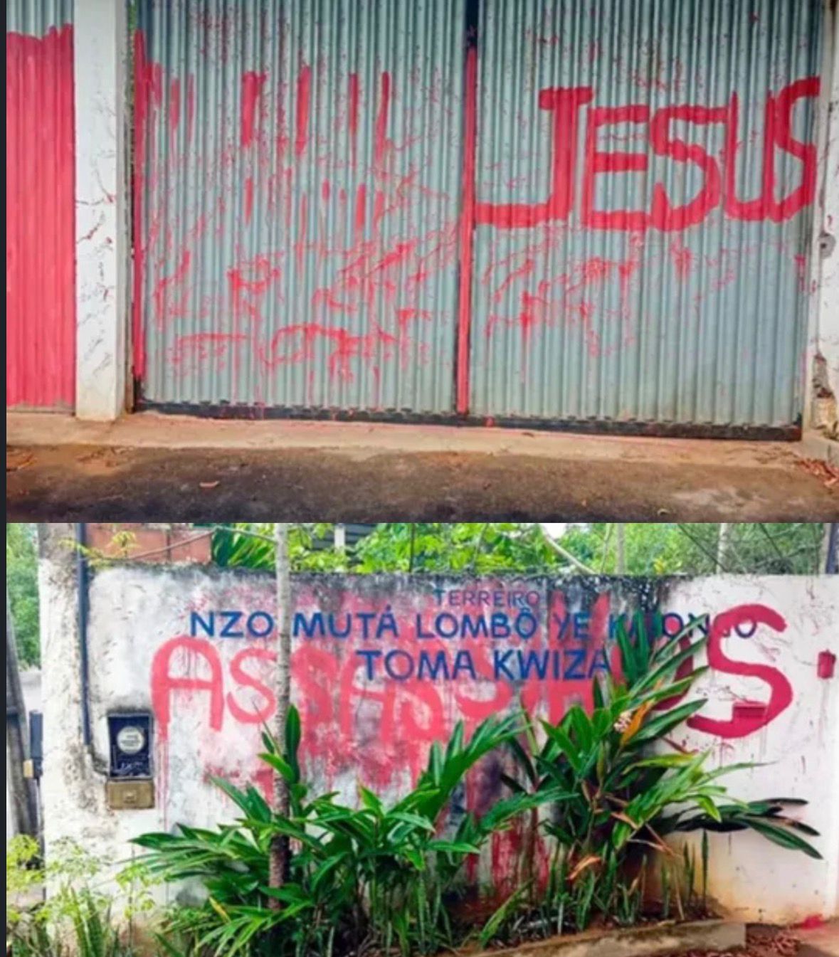 Pichações em terreiro de candomblé