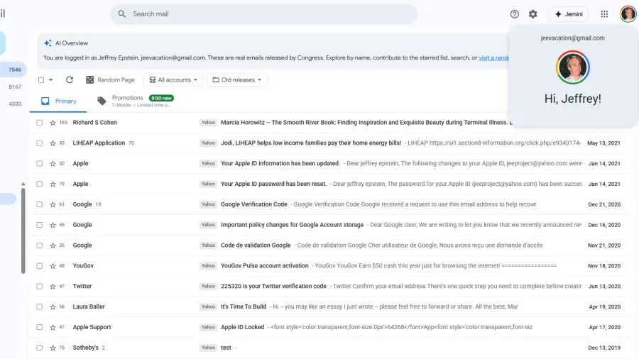americanos criam site que simula e mail de epstein com arquivos revelados