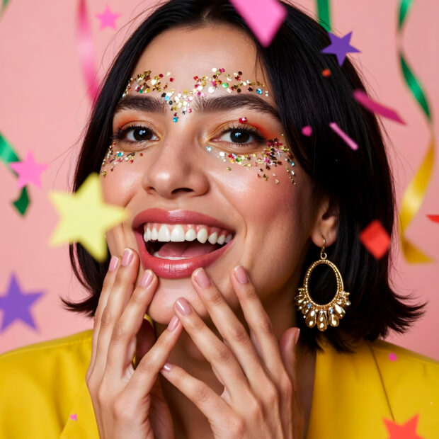 young adult confetti portrait