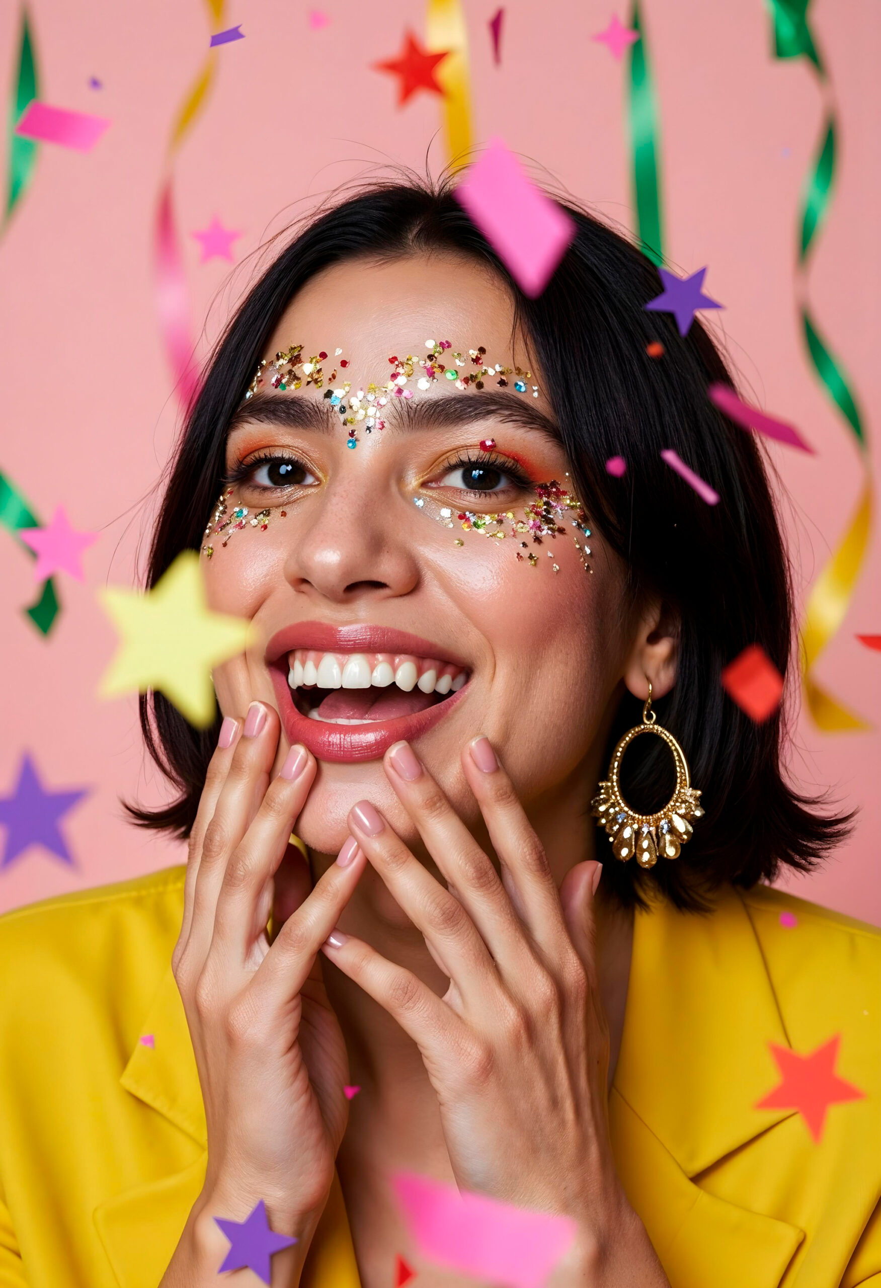 young adult confetti portrait