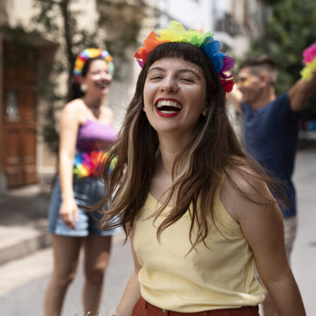 portrait person having fun carnival