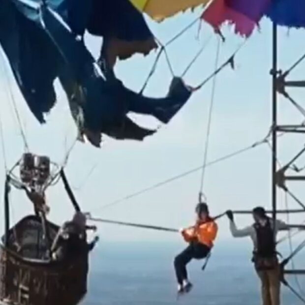 balão atinge torre e deixa casal preso nos eua