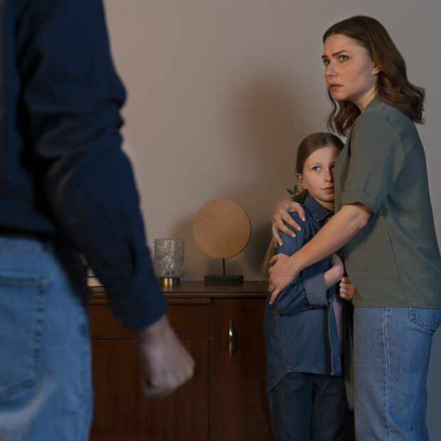 young child suffering from parent abuse home