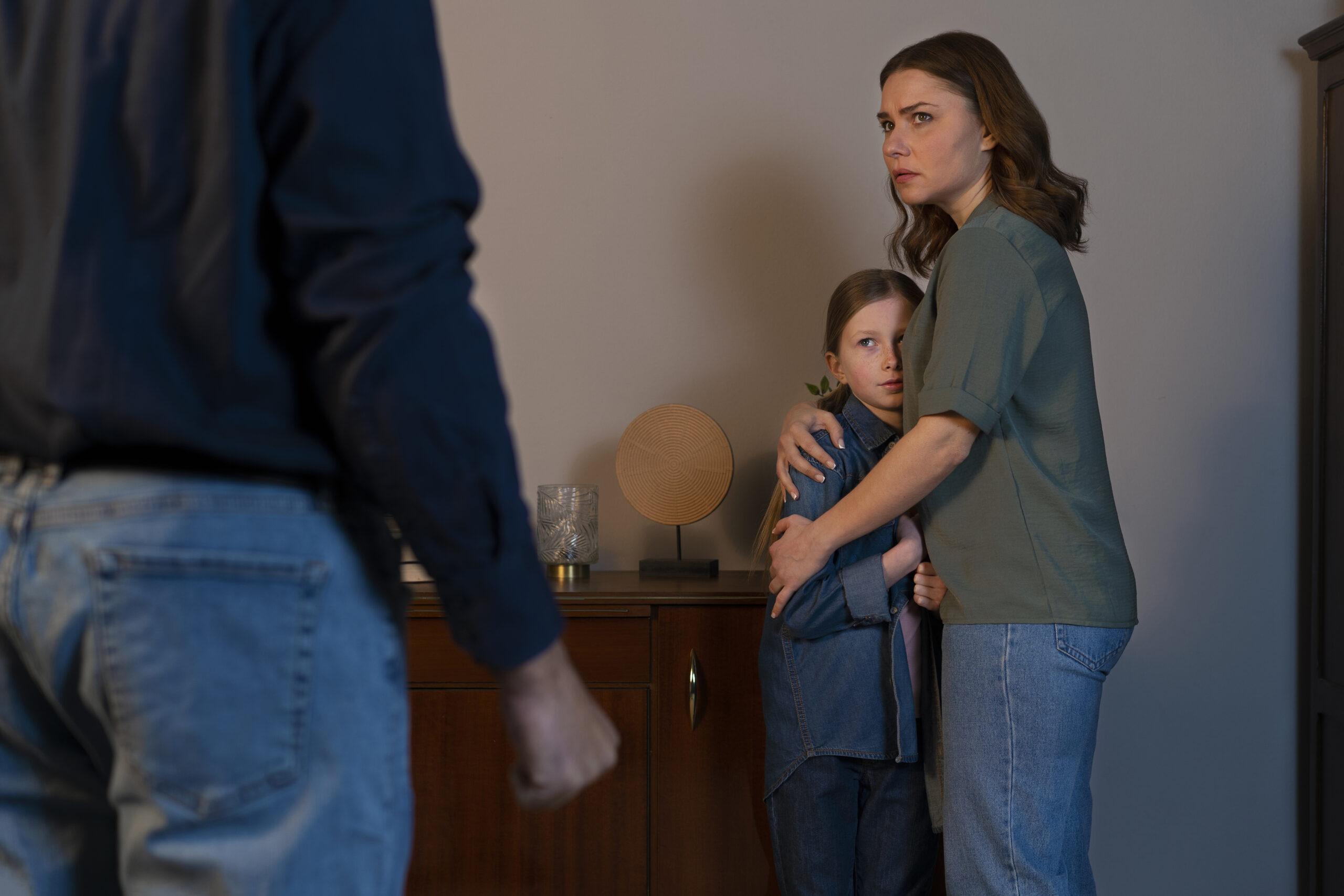 young child suffering from parent abuse home