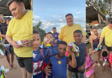 Páscoa solidária: Wilker Manoel Soares, Thiago Michelasi e Márcio Michelasi levam emoção a crianças em Porto Ferreira