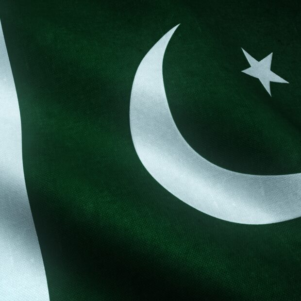 closeup shot of the waving flag of pakistan with interesting textures