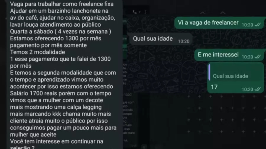 Hamburgueria oferece trabalho a adolescente com bônus se usar roupa curta