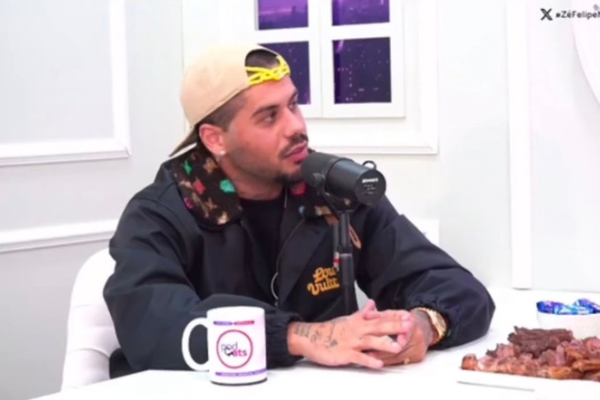 Zé Felipe confessa no Podcats que está há 4 meses sem beijar ninguém na boca desde Ana Castela! | Créditos: Reprodução (Youtube))