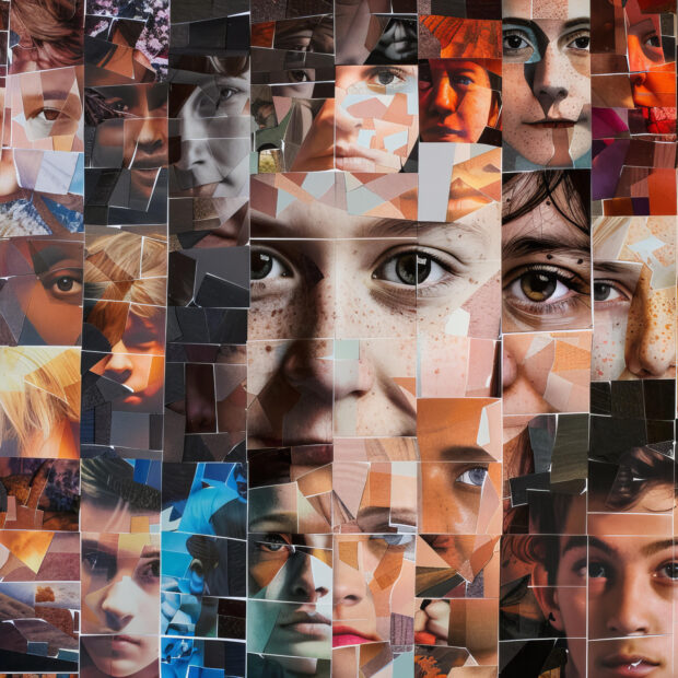 autism day awareness collage style with people