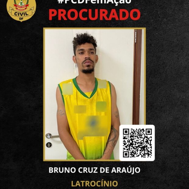 Bruno Cruz de Araújo está foragido. Divulgação/PCDF.