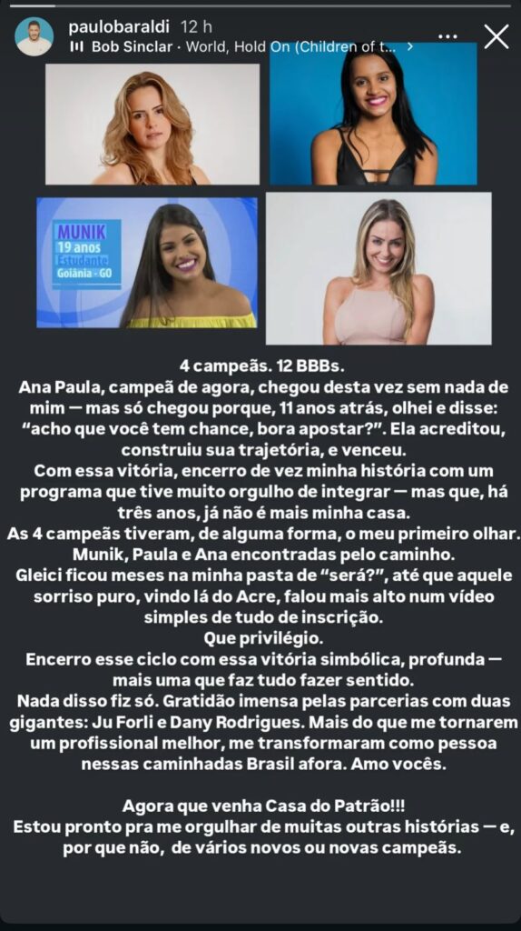 Paulo Baraldi, responsável por selecionar quatro campeãs ao longo de 12 edições do BBB