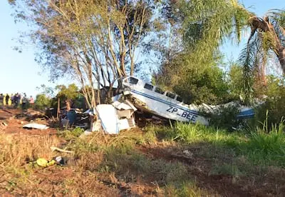 Cessna402B pertencente à Aerotax e fretado pela empresa de segurança privada Prosegur caiu no último sábado, 18, na região de Minga Guazú, Paraguai.  (Divulgação/Divulgação)