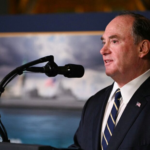 us president donald trump makes an announcement with hegseth and phelan