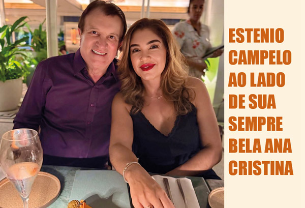 no icônico restaurante pérgula do copacabana palace, o advogado estenio campelo e sua bela ana cristina capa