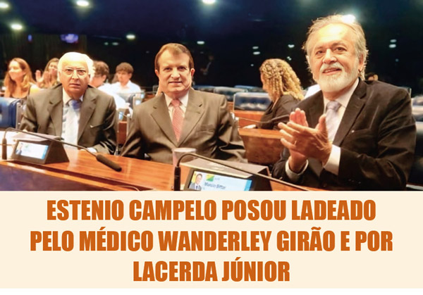 estenio campelo posou ladeado pelo médico wanderley girão e por lacerda júnior capa