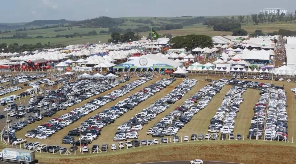 Vista aérea da Agrishow, a maior feira de agronegócio da América Latina • Reprodução: Instagram