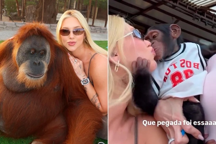 Virginia Fonseca foi detonada após publicar vídeo beijando um macaco em zoológico de Dubai - Reprodução Instagram