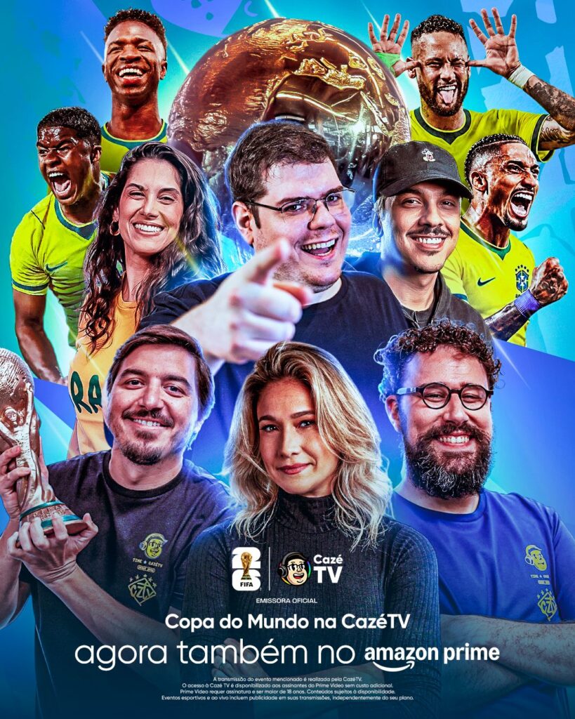 Prime Video e CazéTV anunciaram parceria histórica para transmitir os 104 jogos da Copa do Mundo de 2026 no Brasil. - Reprodução Divulgação