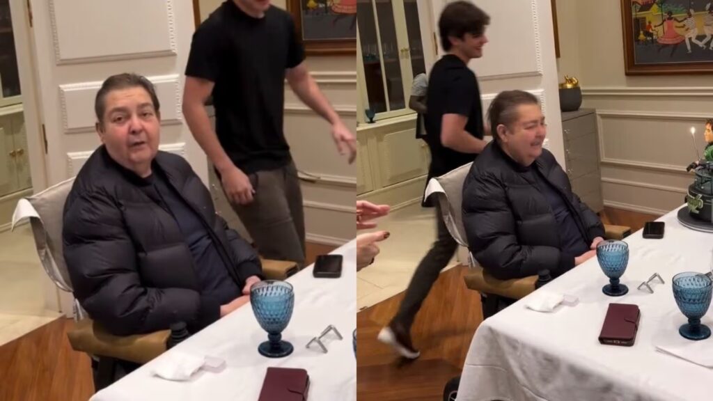 Faustão apareceu recentemente em vídeos da comemoração dos 18 anos do filho caçula, Rodrigo, em registros compartilhados nas redes sociais. - Reprodução Instagram