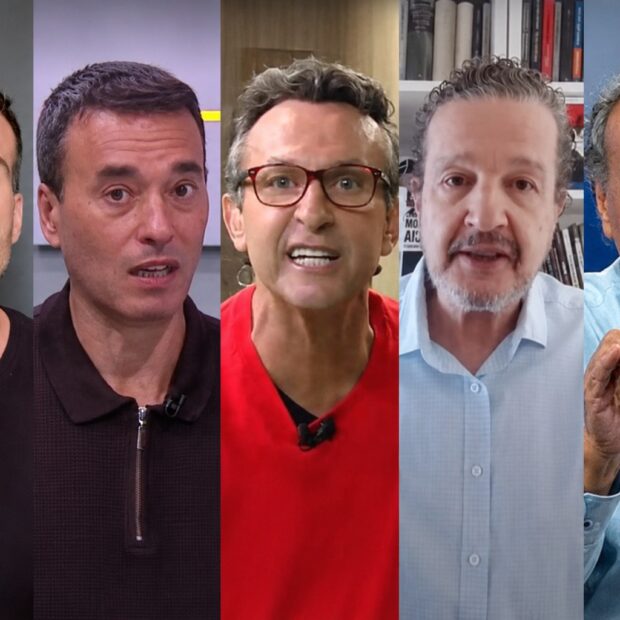 Thiago 'Pilhado' Asmar, André Rizek, Neto, Juca Kfouri e José Trajano: jornalistas esportivos entram em confronto