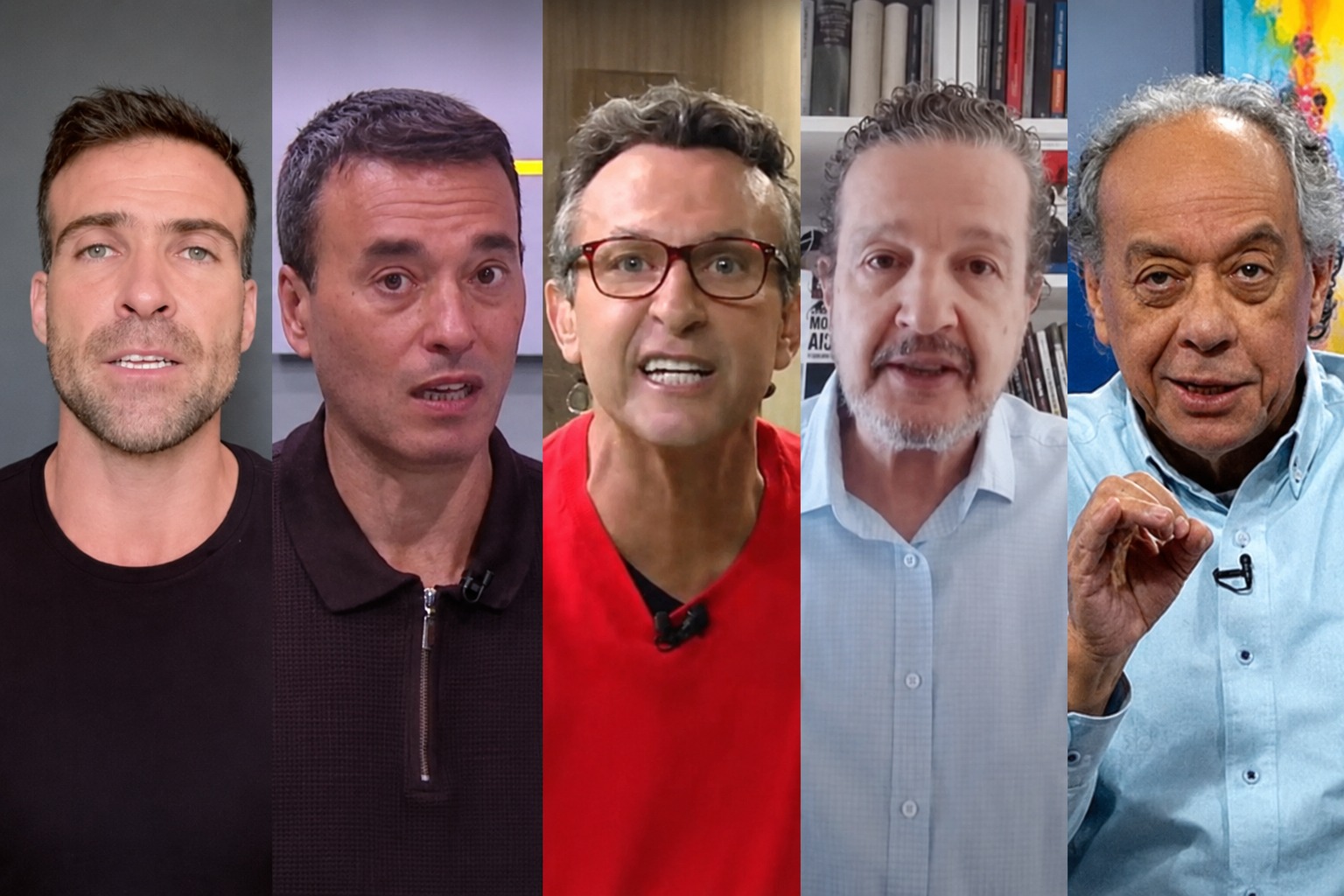 Thiago 'Pilhado' Asmar, André Rizek, Neto, Juca Kfouri e José Trajano: jornalistas esportivos entram em confronto