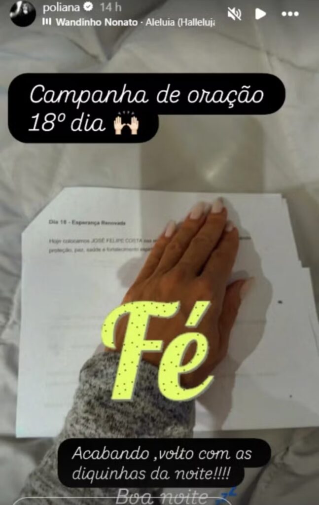 Mãe do cantor compartilhou registro de campanha de oração no Instagram
