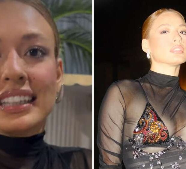 Beatriz Reis quis dar close com vestido transparente, mas foi barradíssima. (Foto/Reprodução: Mais Novela)
