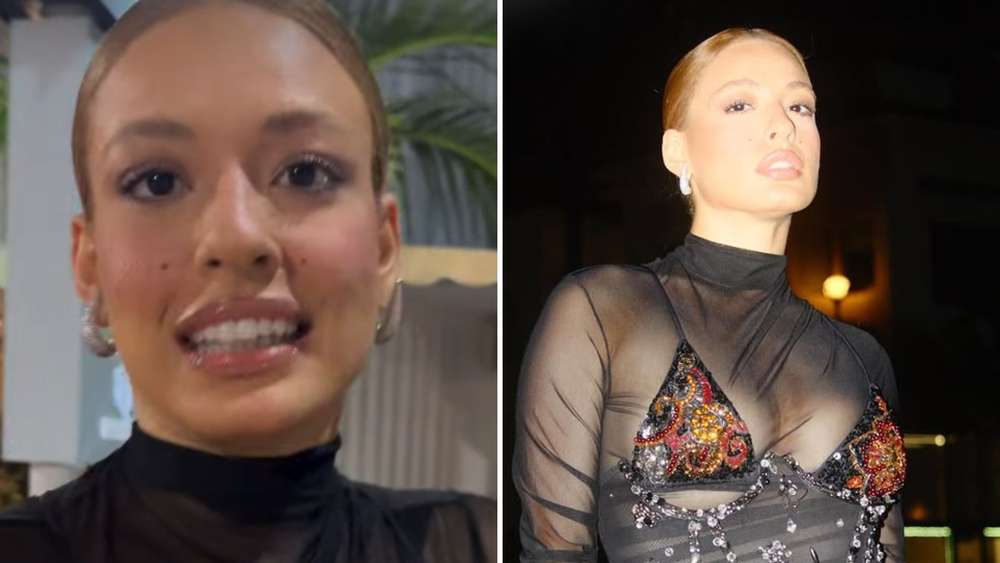 Beatriz Reis quis dar close com vestido transparente, mas foi barradíssima. (Foto/Reprodução: Mais Novela)