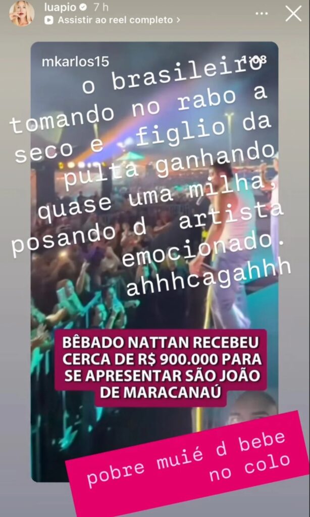 Atriz chamou o cantor de “belzebu bebum” nas redes sociais

