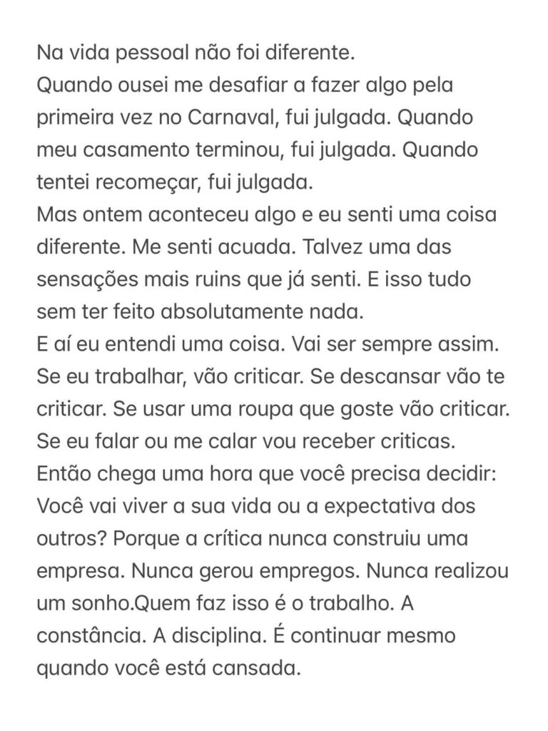 Virginia Fonseca escolheu uma publicação sobre respeito e violência simbólica para responder ao episódio que marcou o amistoso no Maracanã.