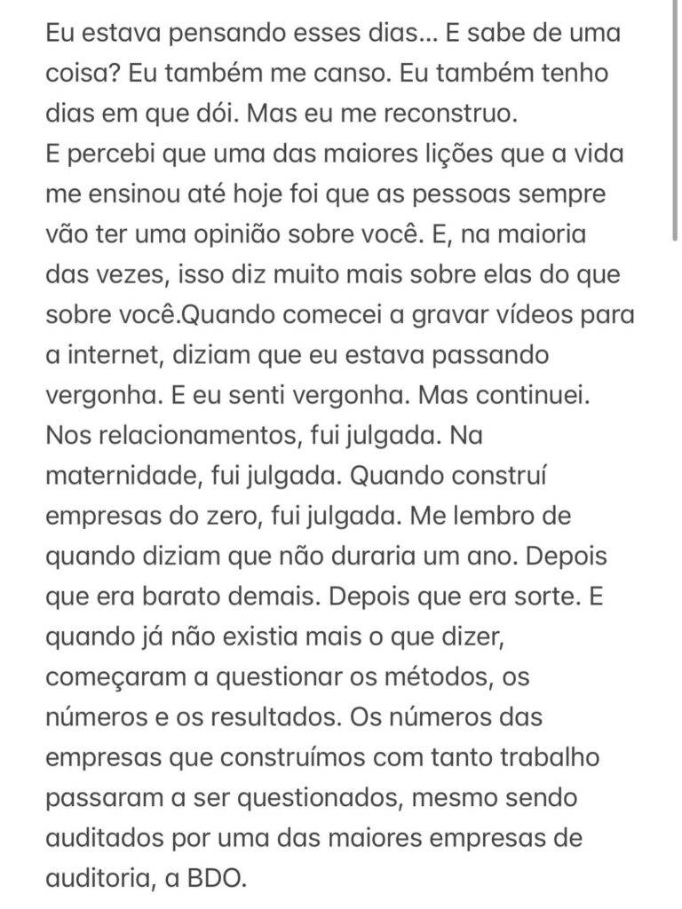 Virginia Fonseca escolheu uma publicação sobre respeito e violência simbólica para responder ao episódio que marcou o amistoso no Maracanã.