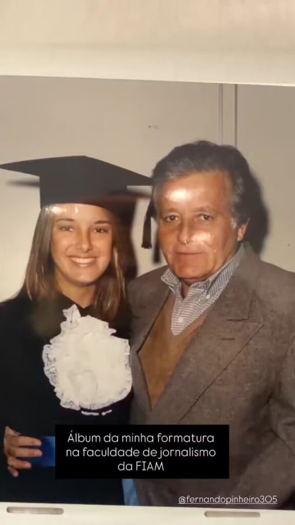 Apresentadora relembrou o esforço do pai, Fernando Pinheiro, para pagar a faculdade em fase difícil