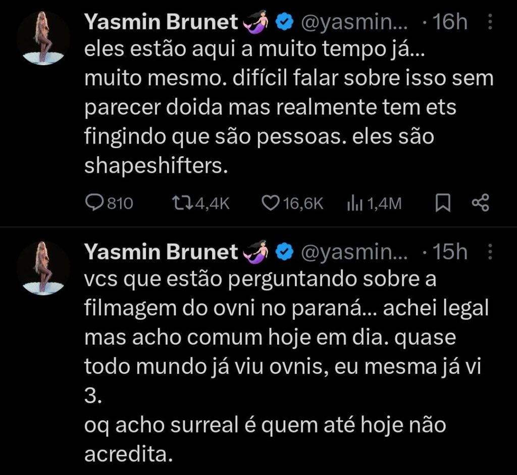 Alô, alô marciano! Tweets de Yasmin viralizaram. (Foto/Reprodução: X)