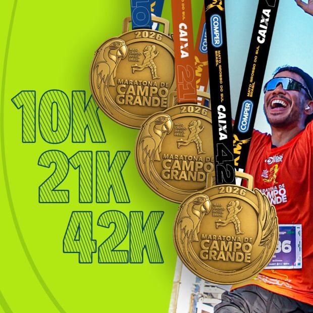 A Maratona de Campo Grande revelou as medalhas de 2026 e promete uma das edições mais rápidas da história, com percursos reformulados e premiação em dinheiro.