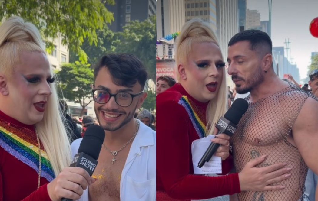 Rodrigo Apresentador vira repórter do POPLine durante 30ª Parada LGBT+. (Foto: Reprodução/Rodrigo Apresentador)