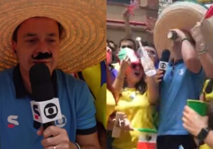 Tiago Medeiros bebeu um shot de tequila ao vivo durante cobertura da Copa