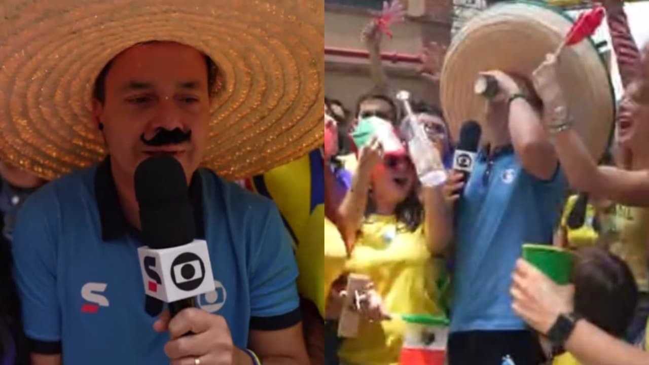 Tiago Medeiros bebeu um shot de tequila ao vivo durante cobertura da Copa