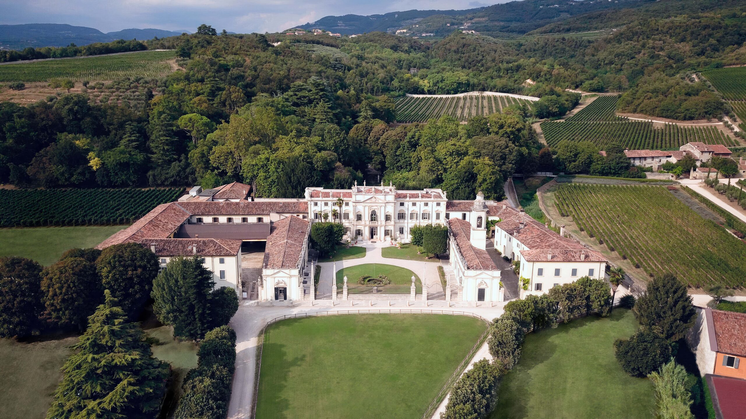 1 frontale dall'alto villa mosconi bertani