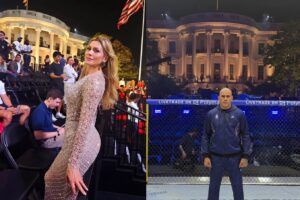 Entre os jardins da Casa Branca e os bastidores do UFC, quem roubou a cena foi a dupla formada por Lívia Andrade e Alex Poatan. - Reprodução Instagram