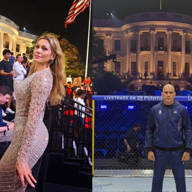 Entre os jardins da Casa Branca e os bastidores do UFC, quem roubou a cena foi a dupla formada por Lívia Andrade e Alex Poatan. - Reprodução Instagram