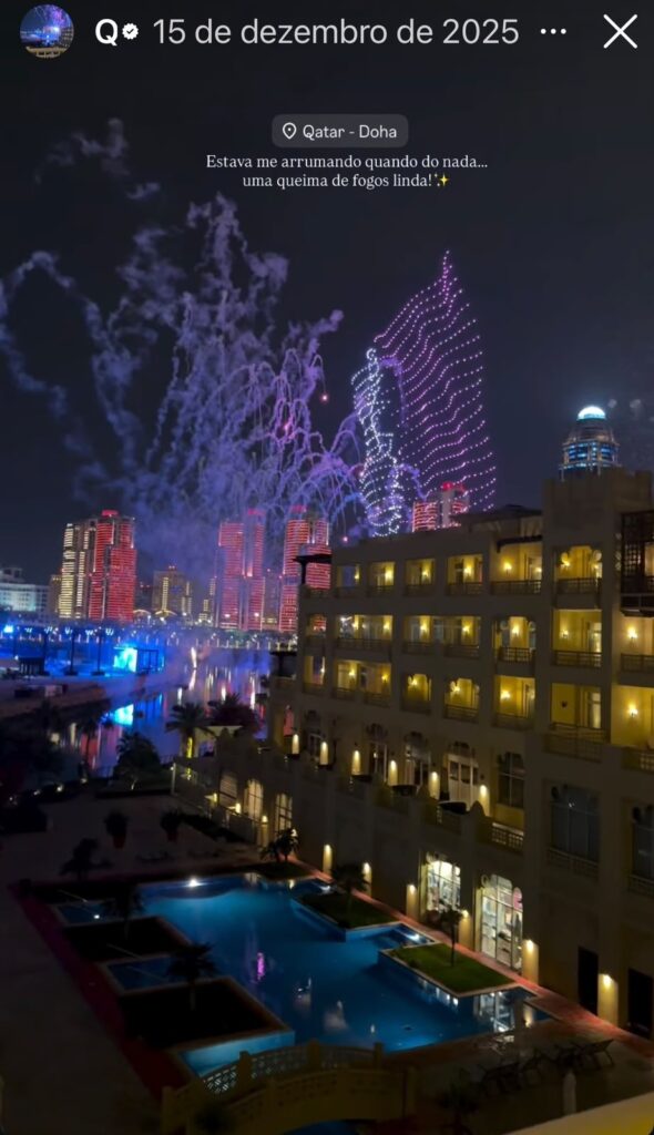  A influenciadora e farmacêutica ficou hospedada no The Ritz-Carlton Doha durante o Mundial Interclubes

