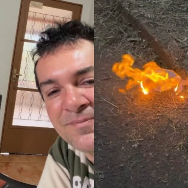Kelly Danese queimou um boneco Labubu após incêndio na casa da família