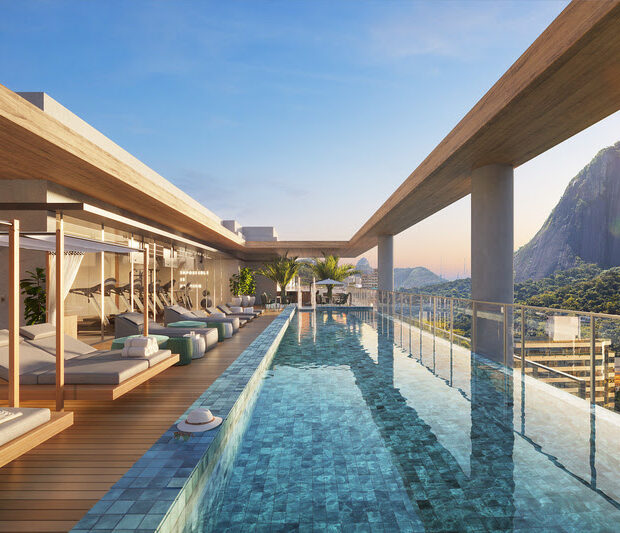 Vista do rooftop do First, no Humaitá - Divulgação/Fator Realty