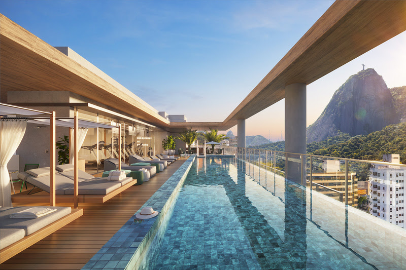 Vista do rooftop do First, no Humaitá - Divulgação/Fator Realty