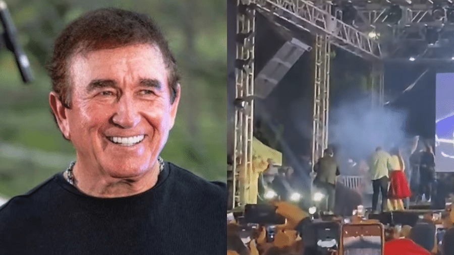 Mesmo após o susto, Amado Batista retornou ao palco e concluiu a apresentação no São João de Itapetinga.